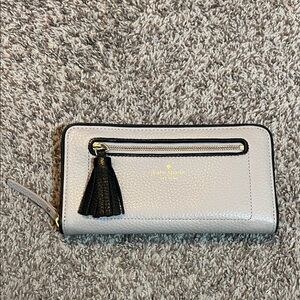 Kate Spade Gray and Black Long Tassel Zip Wallet